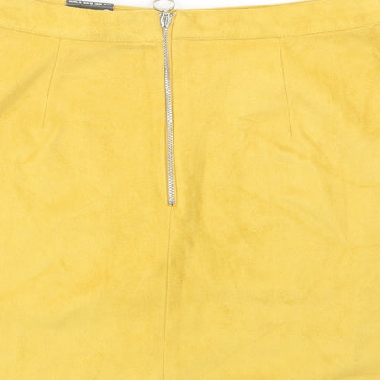 Primark Womens Yellow  Polyester Mini Skirt Size 10   Zip
