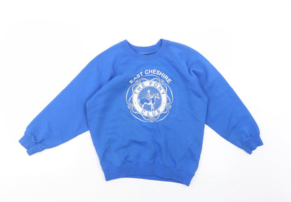 Preworn Girls Blue  Acrylic Pullover Sweatshirt Size 11-12 Years