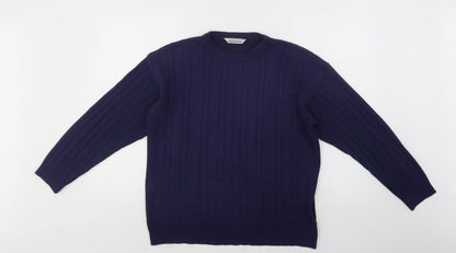InStyle Collection Womens Blue Crew Neck  Acrylic Pullover Jumper Size M