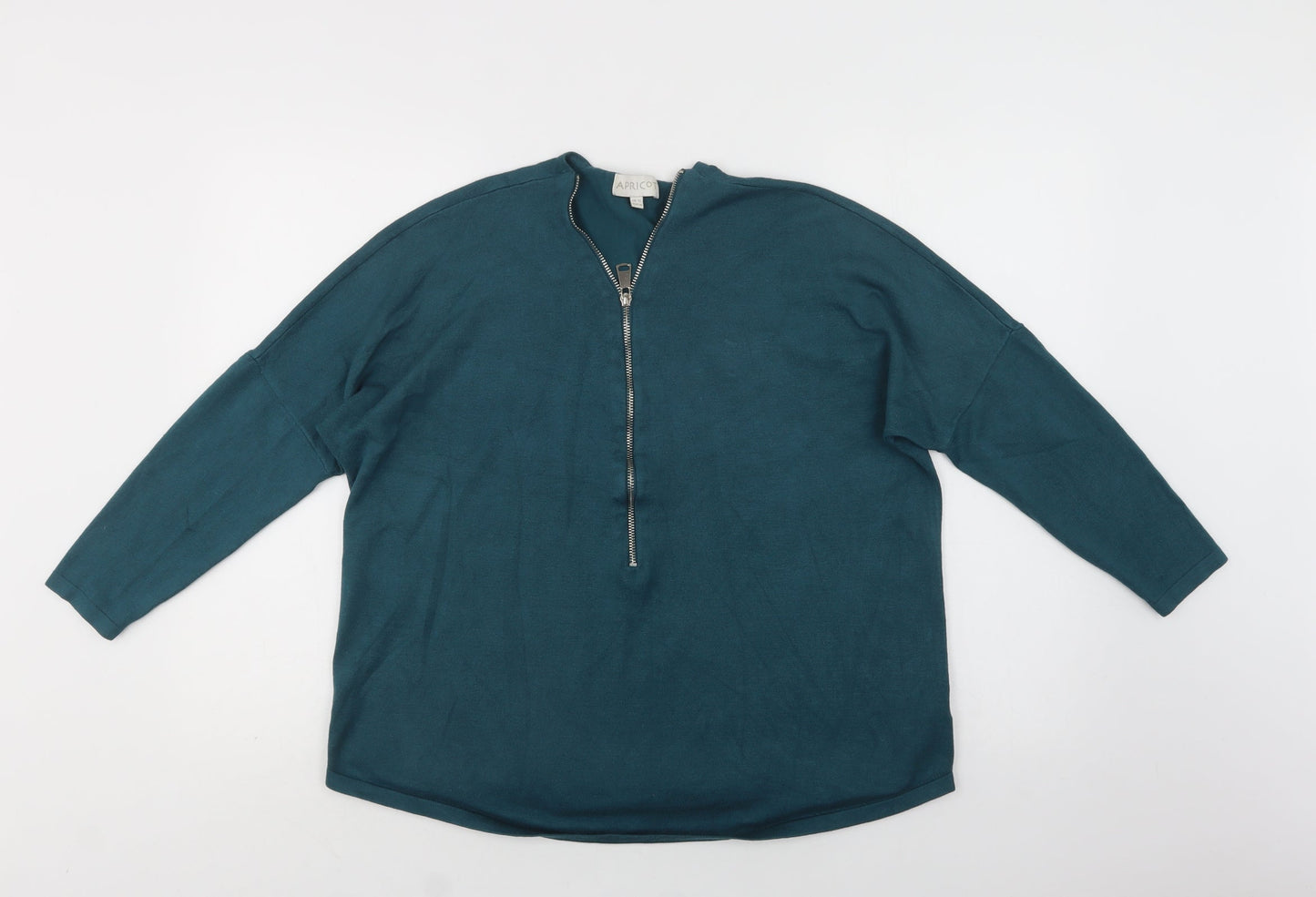 Apricot Womens Green V-Neck  Viscose Pullover Jumper Size 12