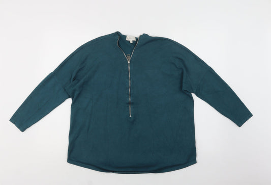 Apricot Womens Green V-Neck  Viscose Pullover Jumper Size 12