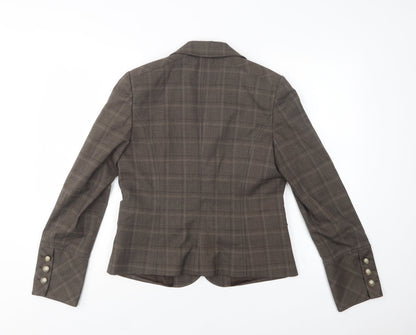 Mariella Rosati Womens Beige Check  Jacket Blazer Size 12  Button