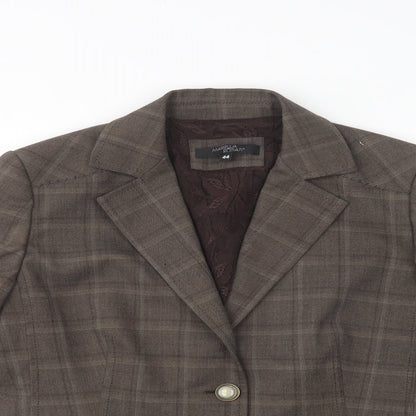 Mariella Rosati Womens Beige Check  Jacket Blazer Size 12  Button