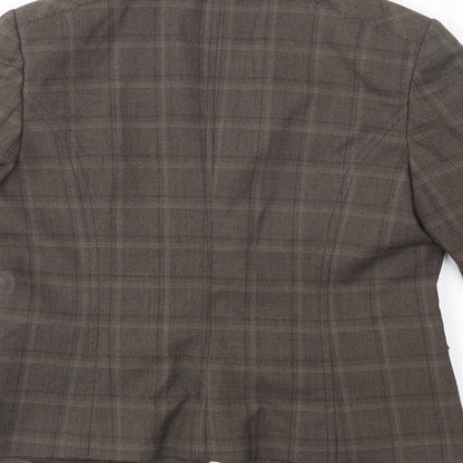 Mariella Rosati Womens Beige Check  Jacket Blazer Size 12  Button
