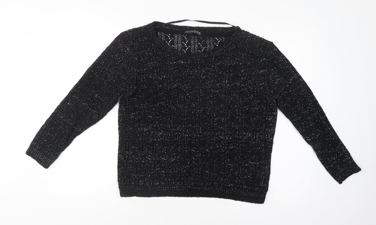 Primark Womens Black Round Neck  Acrylic Pullover Jumper Size 12