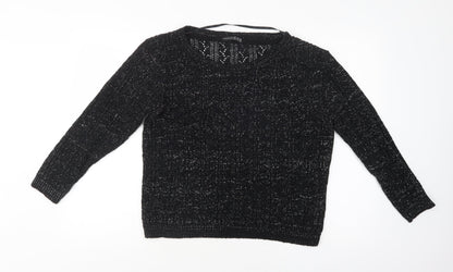 Primark Womens Black Round Neck  Acrylic Pullover Jumper Size 12