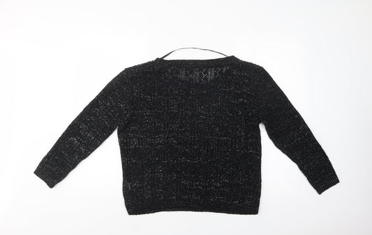 Primark Womens Black Round Neck  Acrylic Pullover Jumper Size 12