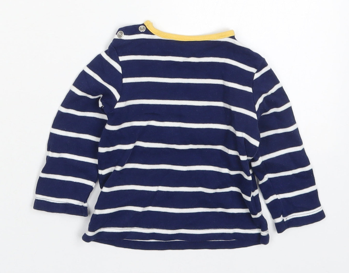 M&Co Baby Blue Striped Cotton Basic T-Shirt Size 3-6 Months Round Neck Pullover - Into The Wild