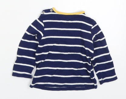 M&Co Baby Blue Striped Cotton Basic T-Shirt Size 3-6 Months Round Neck Pullover - Into The Wild