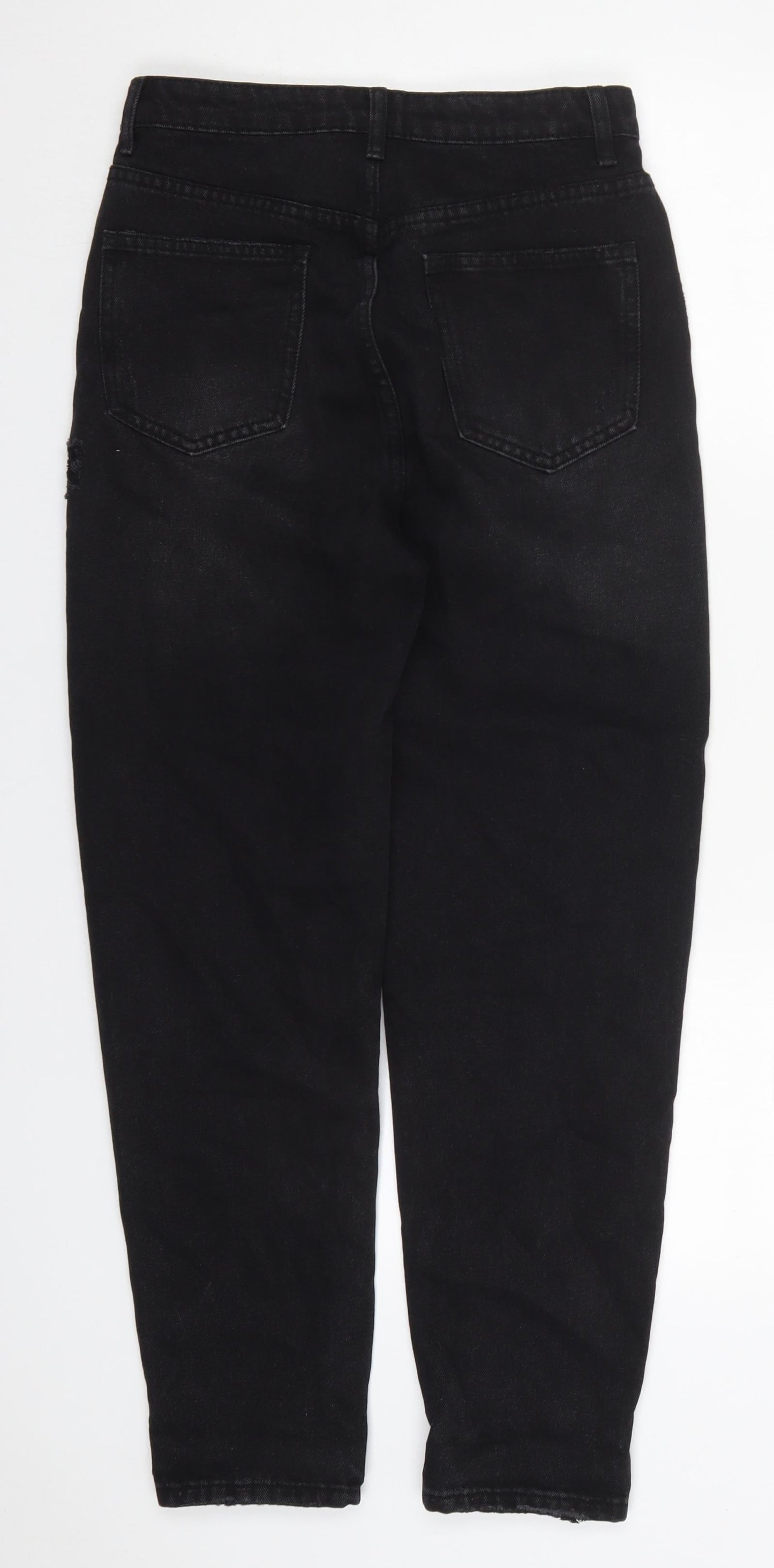 SheIn Womens Black  Cotton Mom Jeans Size S L26.5 in Regular Button
