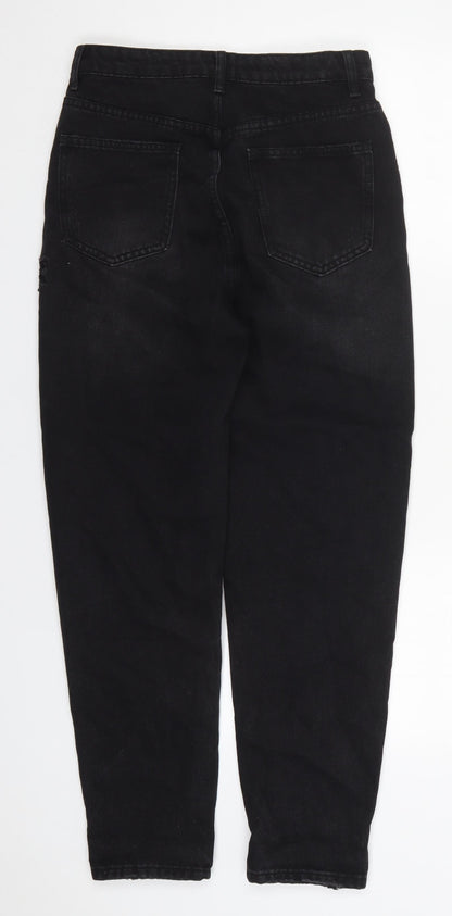 SheIn Womens Black  Cotton Mom Jeans Size S L26.5 in Regular Button