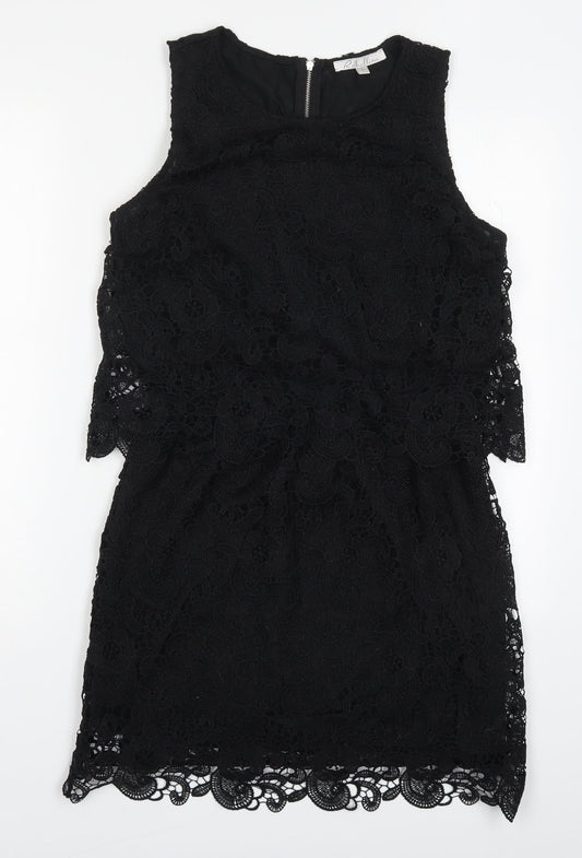 Rebellion Womens Black  Polyester Mini  Size L  Round Neck Zip