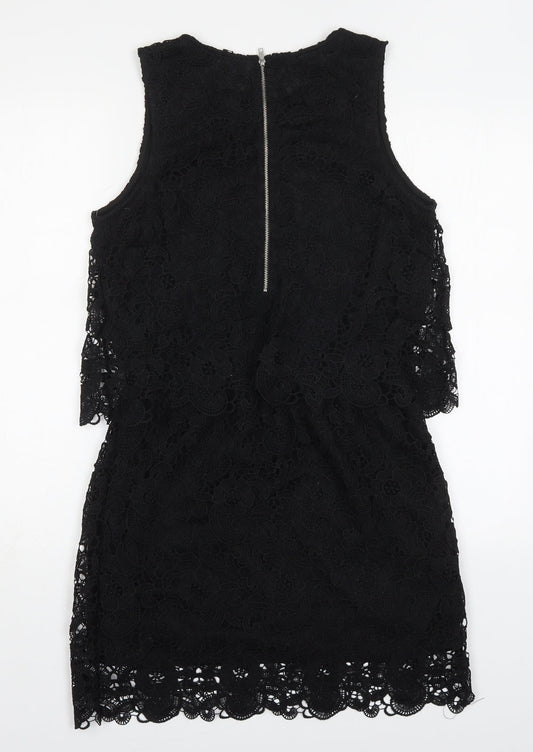 Rebellion Womens Black  Polyester Mini  Size L  Round Neck Zip