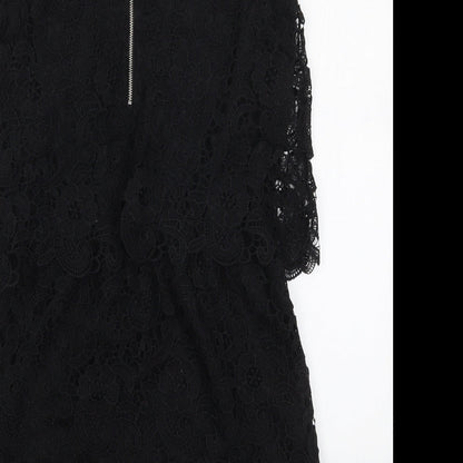 Rebellion Womens Black  Polyester Mini  Size L  Round Neck Zip