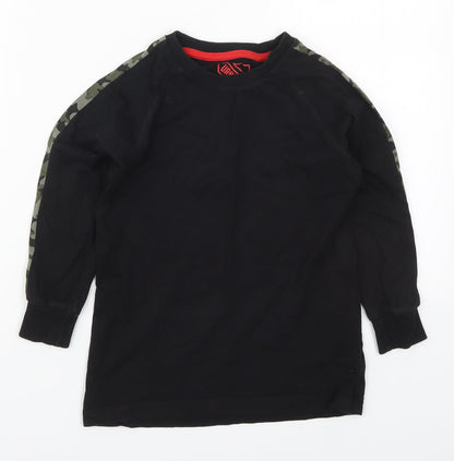 Matalan Boys Black Camouflage Cotton Basic T-Shirt Size 7 Years Crew Neck Pullover