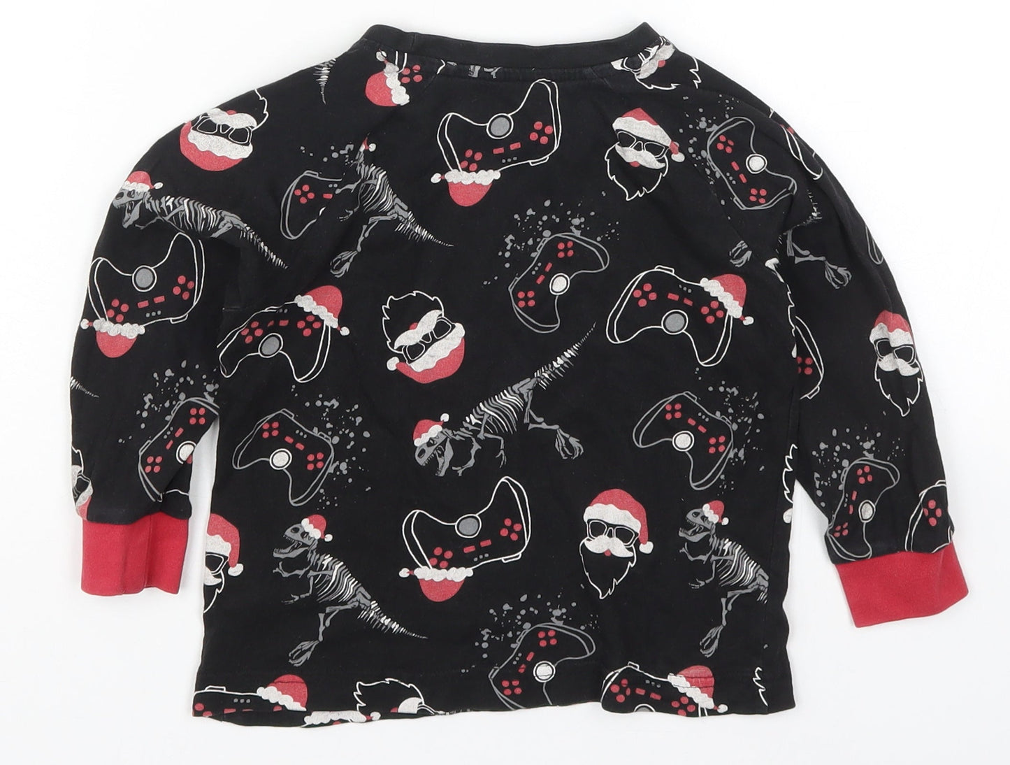 Matalan Boys Black Solid Cotton  Pyjama Top Size 5 Years   - Christmas Prints