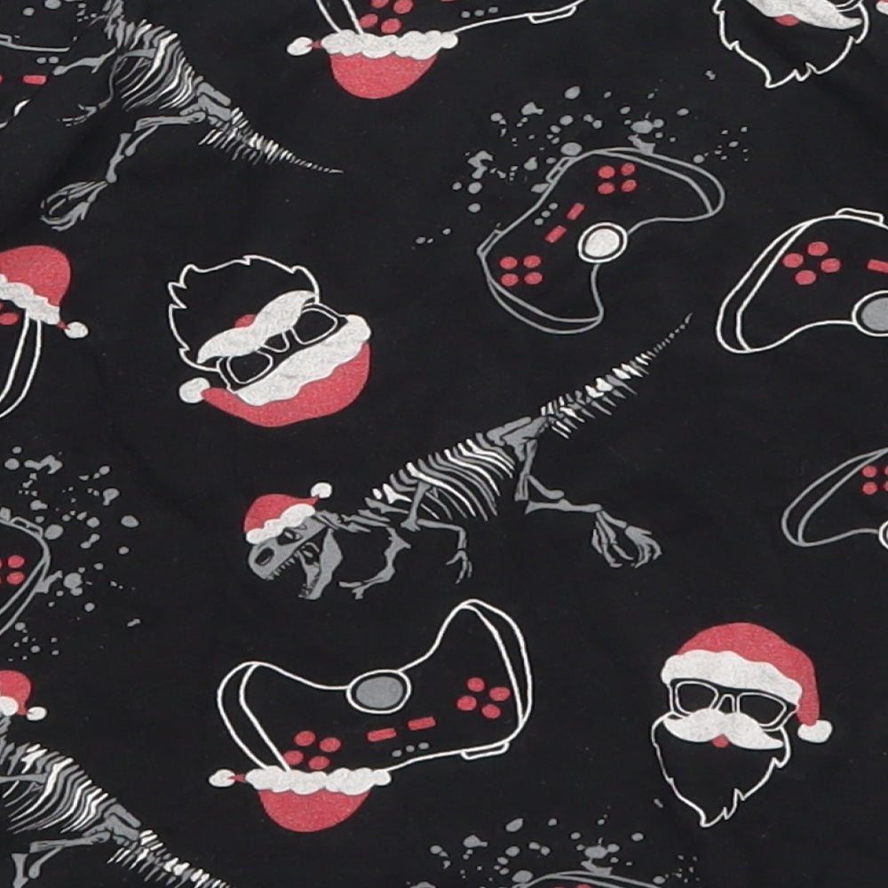 Matalan Boys Black Solid Cotton  Pyjama Top Size 5 Years   - Christmas Prints