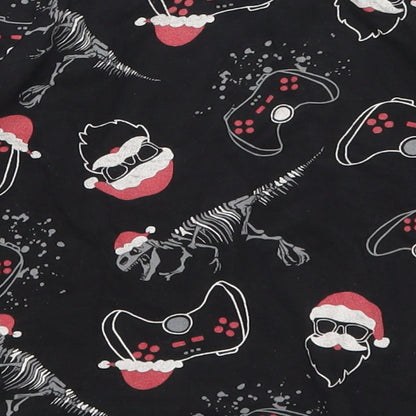 Matalan Boys Black Solid Cotton  Pyjama Top Size 5 Years   - Christmas Prints