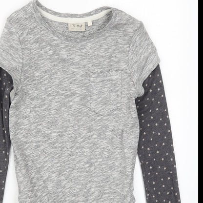 NEXT Girls Grey  Cotton Skater Dress  Size 10 Years  Round Neck Pullover - Stars