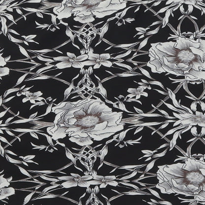 Eight Paris Womens Black Floral Polyester Skater Skirt Size S