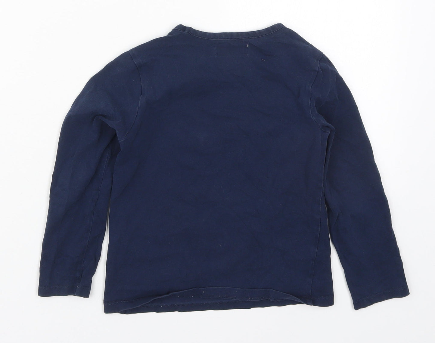 Boboli Girls Blue  Cotton Basic T-Shirt Size 4 Years Round Neck Pullover - Umberellas