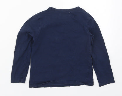 Boboli Girls Blue  Cotton Basic T-Shirt Size 4 Years Round Neck Pullover - Umberellas