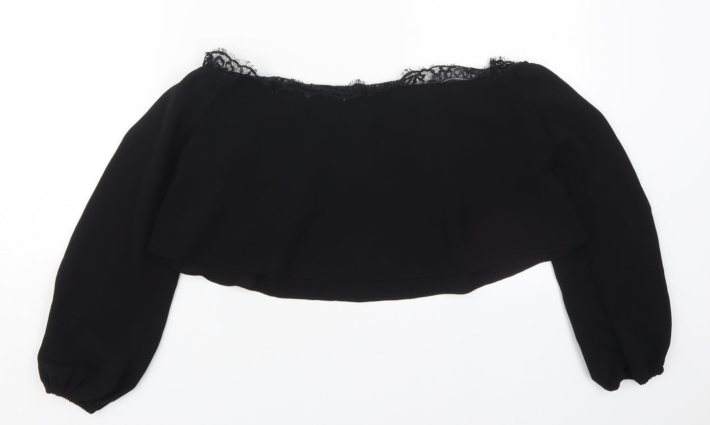 Womens UK Size 8 Missguided Black Cropped Blouse