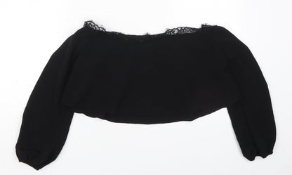 Womens UK Size 8 Missguided Black Cropped Blouse