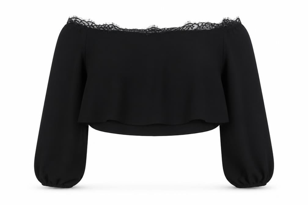 Womens UK Size 8 Missguided Black Cropped Blouse
