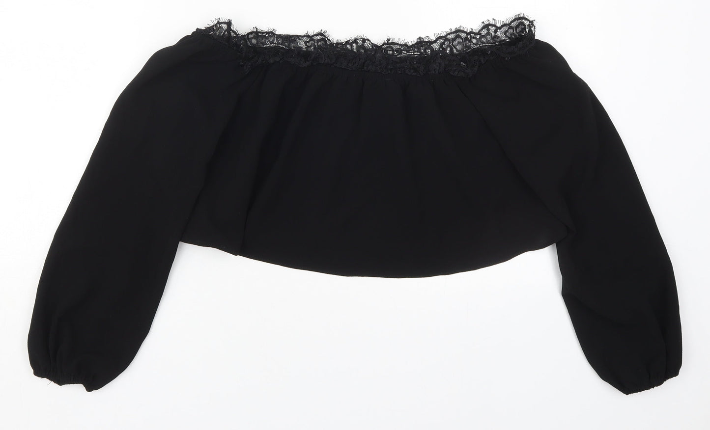 Womens UK Size 8 Missguided Black Cropped Blouse