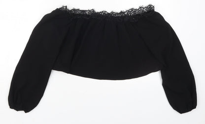 Womens UK Size 8 Missguided Black Cropped Blouse