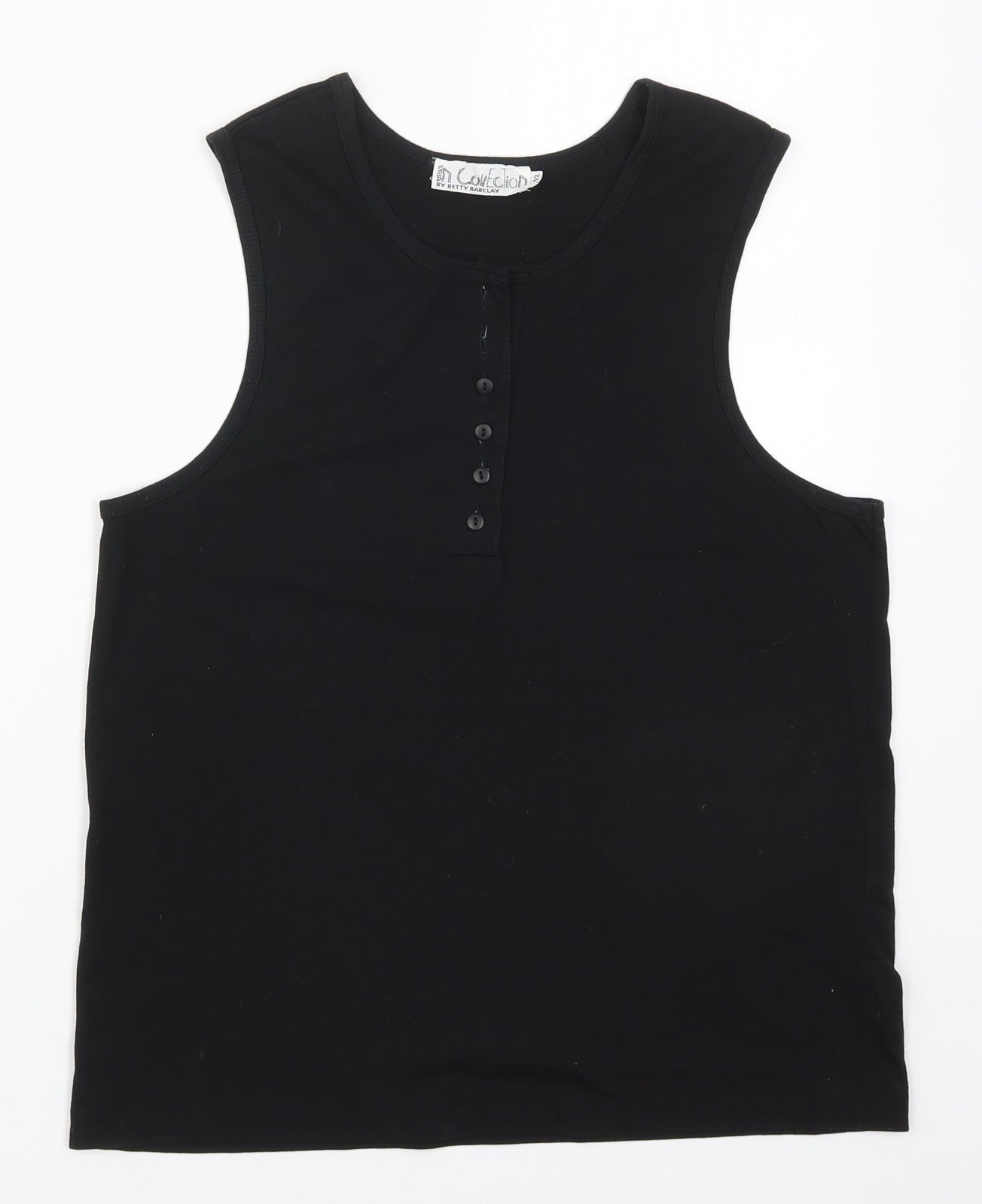 Betty Barclay Womens Black  Cotton Basic Tank Size 14 Round Neck