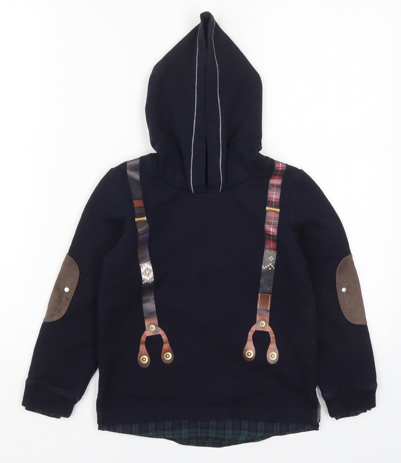 Lapin House Boys Blue  Cotton Pullover Hoodie Size 5 Years  Pullover - Suspender Graphic