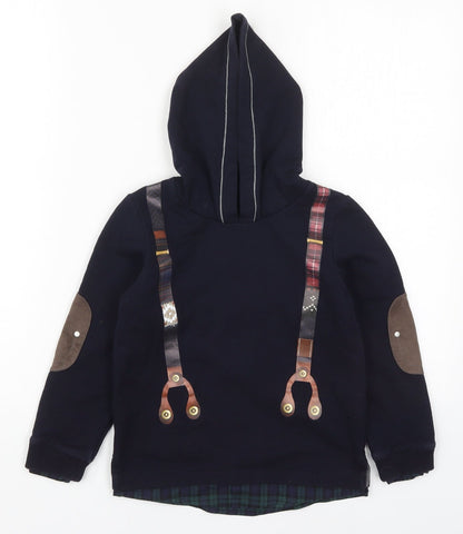 Lapin House Boys Blue  Cotton Pullover Hoodie Size 5 Years  Pullover - Suspender Graphic