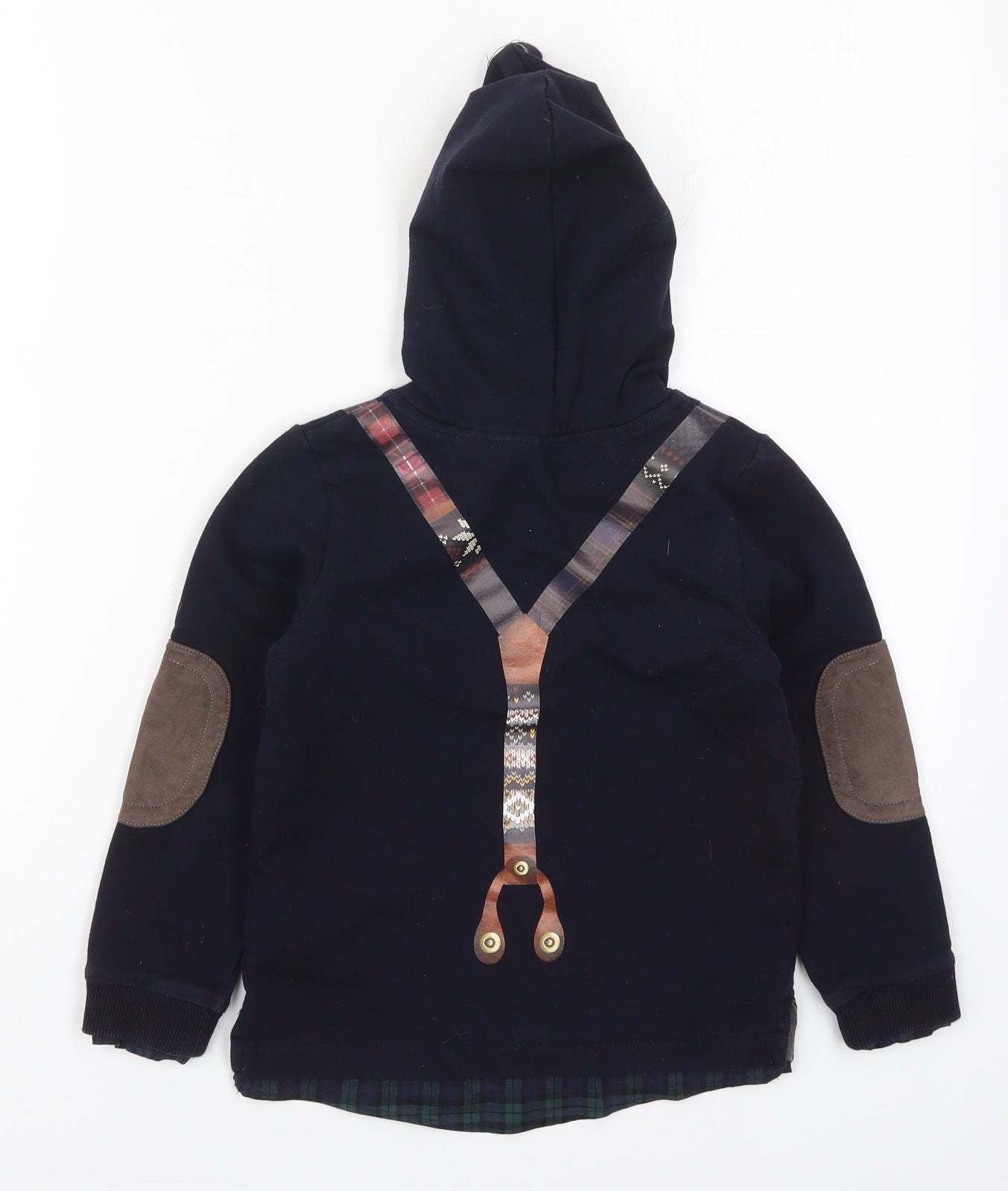 Lapin House Boys Blue  Cotton Pullover Hoodie Size 5 Years  Pullover - Suspender Graphic
