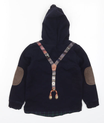 Lapin House Boys Blue  Cotton Pullover Hoodie Size 5 Years  Pullover - Suspender Graphic