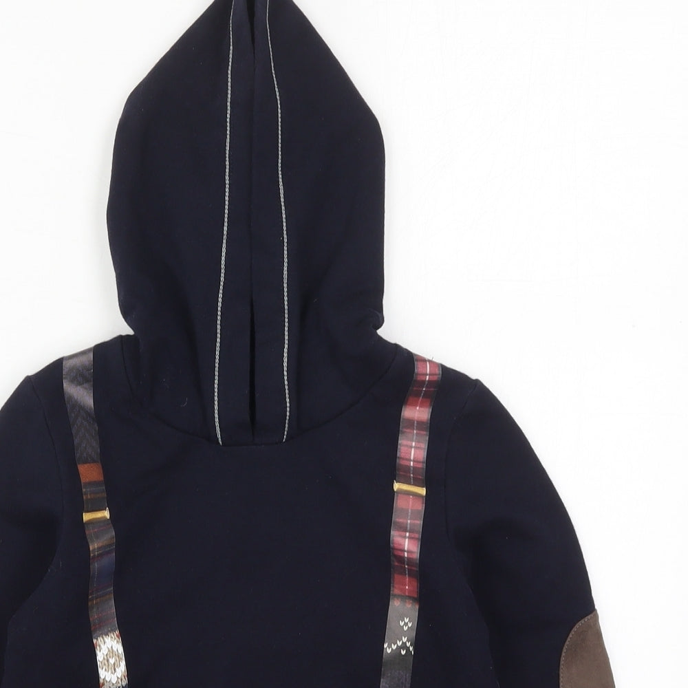 Lapin House Boys Blue  Cotton Pullover Hoodie Size 5 Years  Pullover - Suspender Graphic