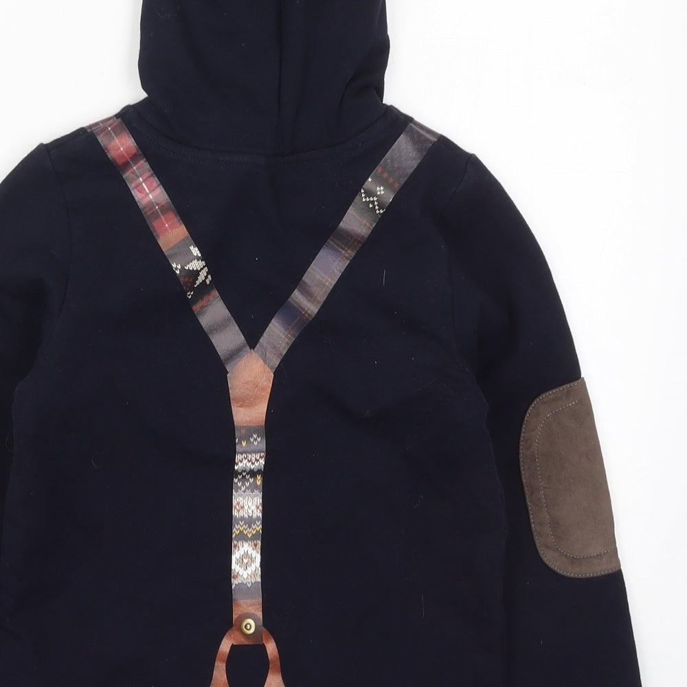 Lapin House Boys Blue  Cotton Pullover Hoodie Size 5 Years  Pullover - Suspender Graphic