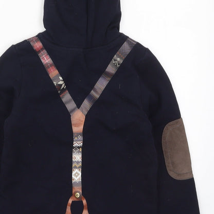 Lapin House Boys Blue  Cotton Pullover Hoodie Size 5 Years  Pullover - Suspender Graphic