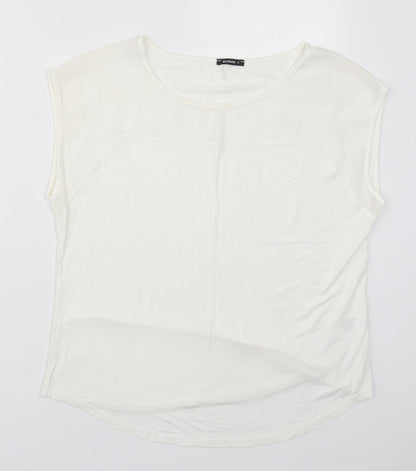 Roman Womens White  Viscose Basic T-Shirt Size 14 Round Neck