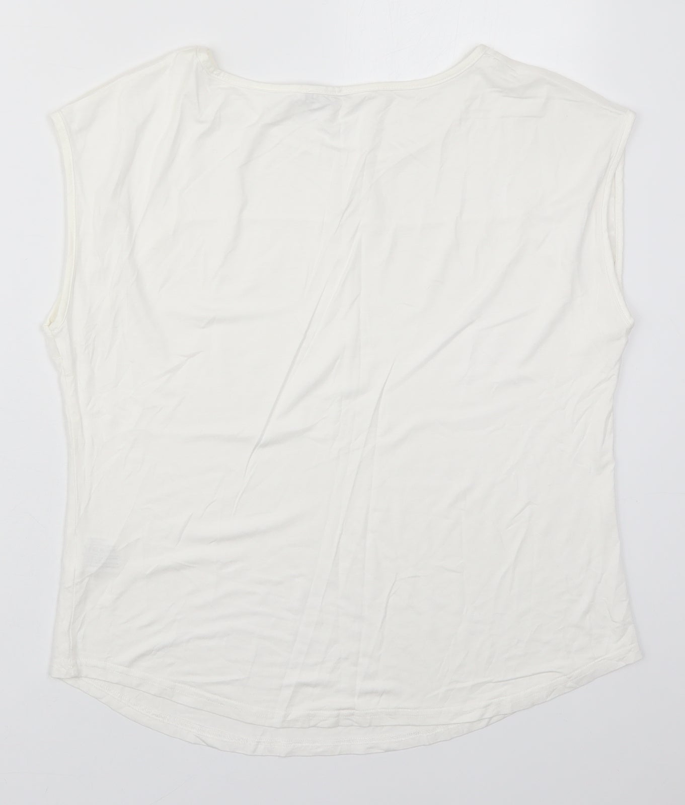 Roman Womens White  Viscose Basic T-Shirt Size 14 Round Neck