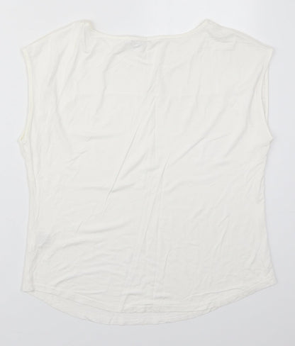Roman Womens White  Viscose Basic T-Shirt Size 14 Round Neck