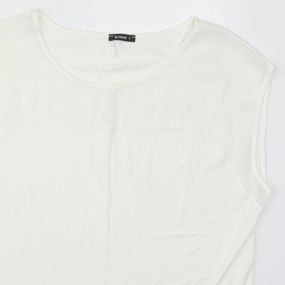 Roman Womens White  Viscose Basic T-Shirt Size 14 Round Neck