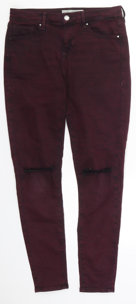 Topshop Womens Purple  Cotton Skinny Jeans Size 28 in L27 in Regular Button