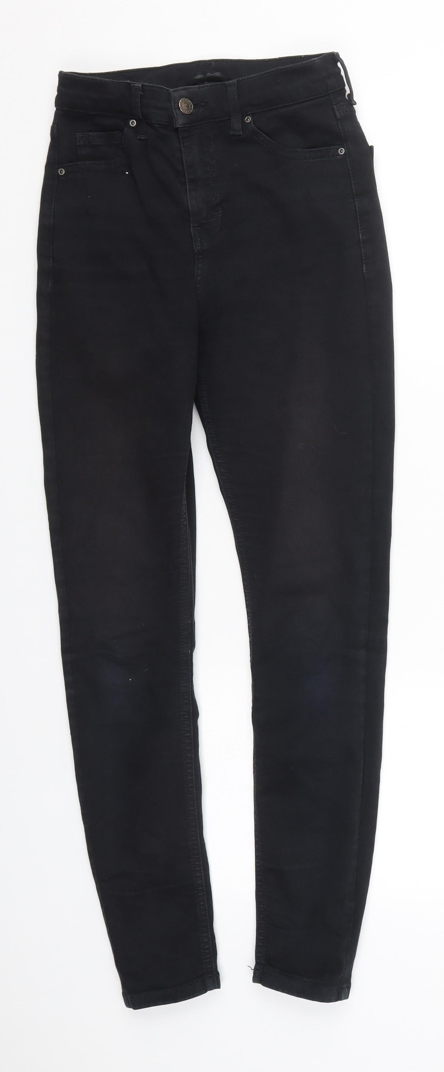 Topshop Womens Black  Cotton Skinny Jeans Size 26 in L27 in Regular Button