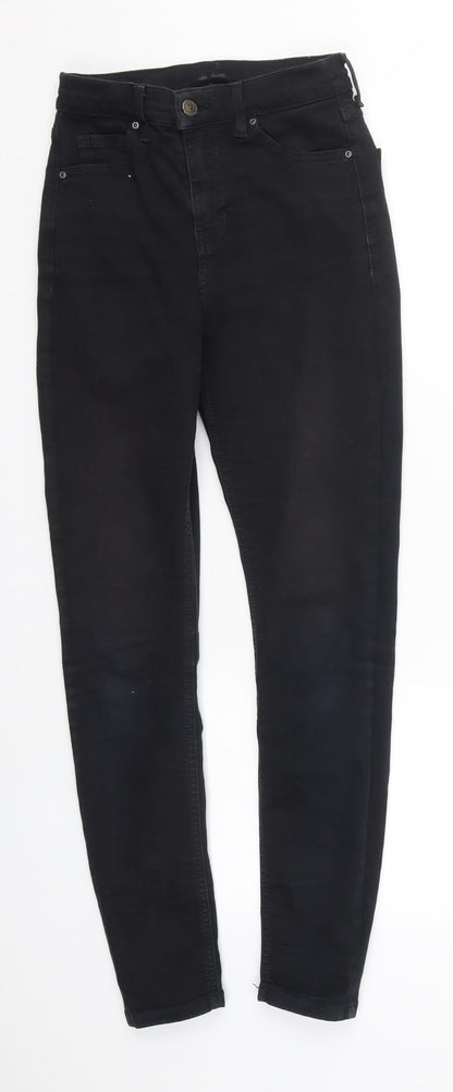 Topshop Womens Black  Cotton Skinny Jeans Size 26 in L27 in Regular Button
