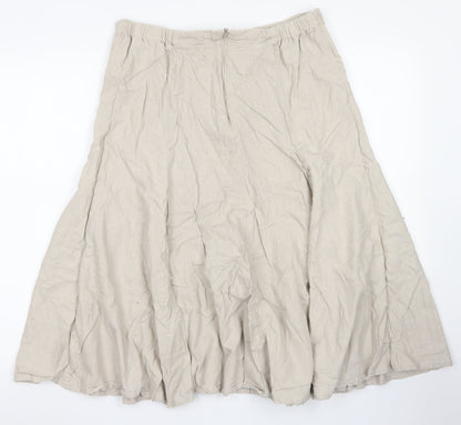 Damart Womens Brown  Linen Flare Skirt Size 16   Zip