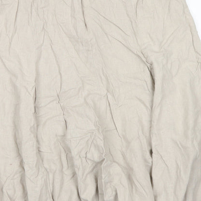 Damart Womens Brown  Linen Flare Skirt Size 16   Zip