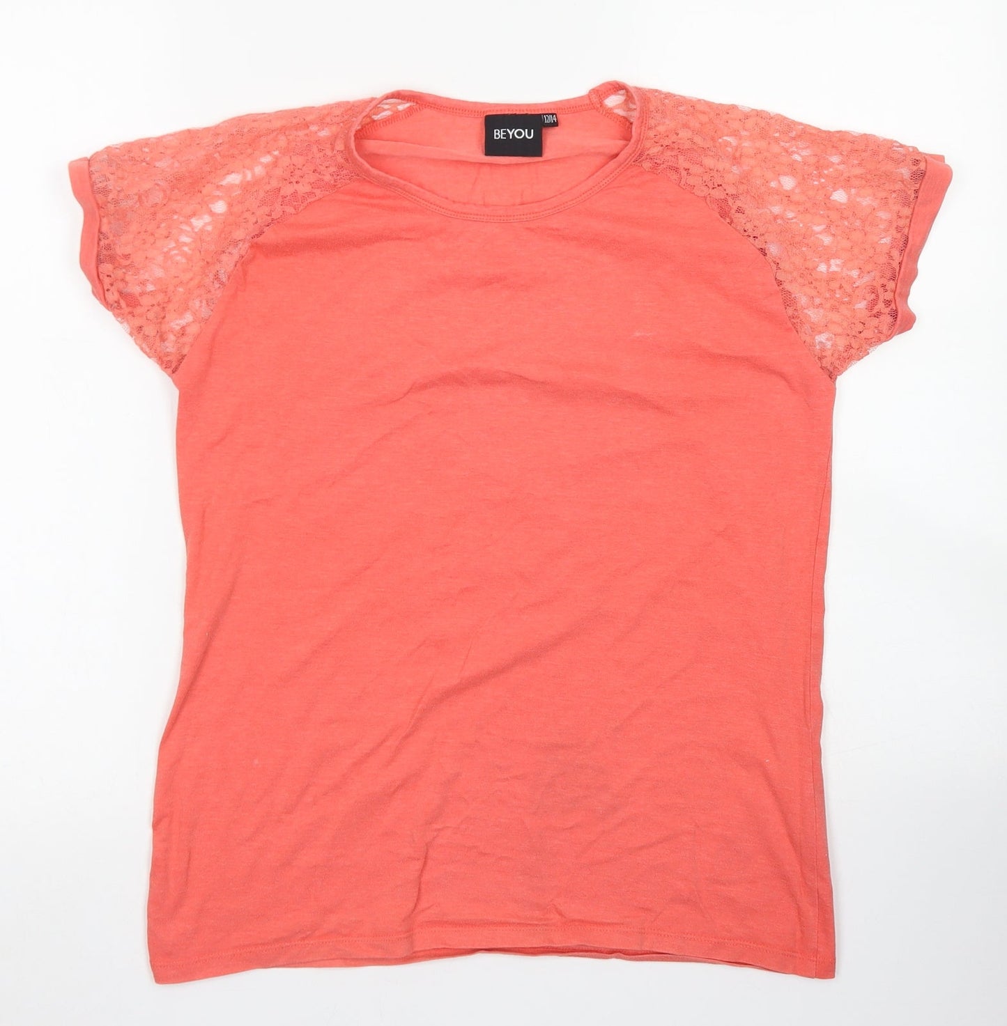 Womens UK Size 12 Beyou Orange Basic T-Shirt