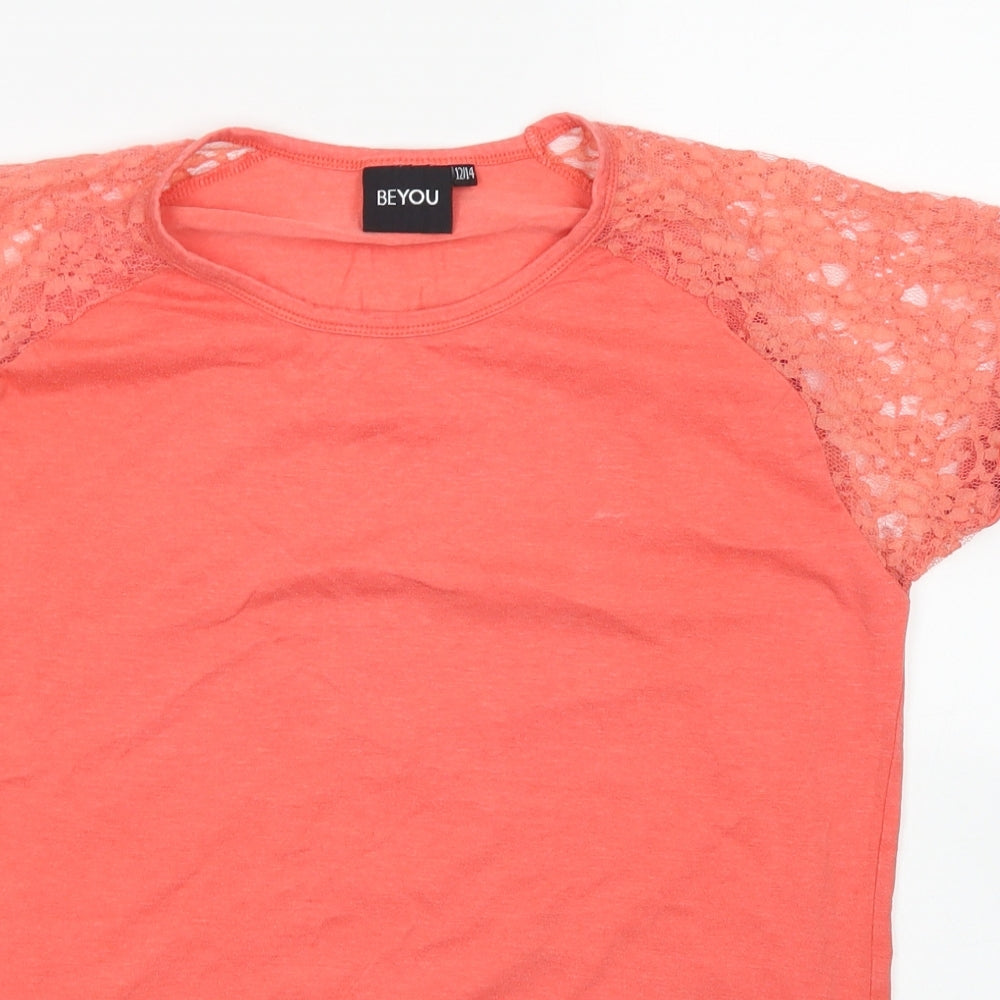 Womens UK Size 12 Beyou Orange Basic T-Shirt